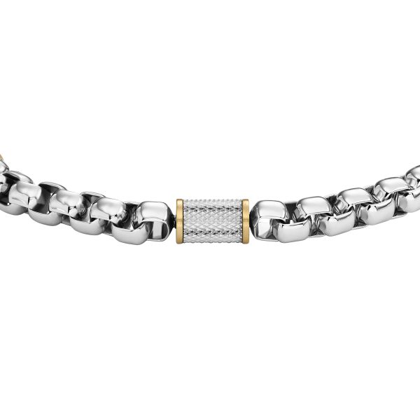 Fossil Machine Knurled Texture Two-Tone Stainless Steel Chain Bracelet - Preorder