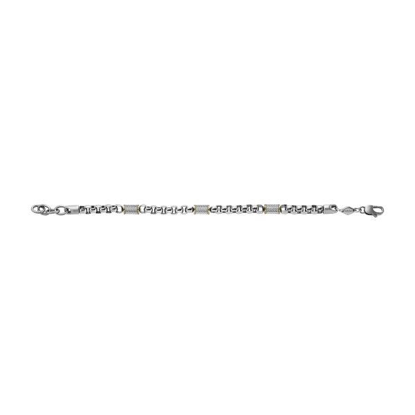 Fossil Machine Knurled Texture Two-Tone Stainless Steel Chain Bracelet - Preorder