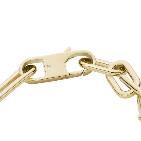 Fossil Heritage D-Link Gold-Tone Stainless Steel Chain Bracelet - Preorder