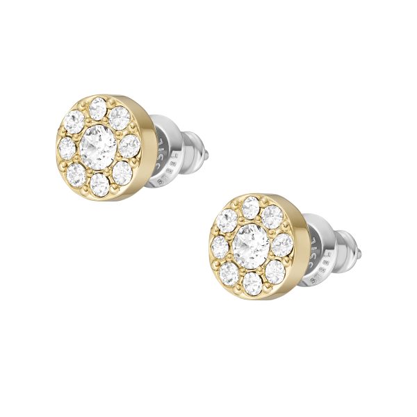 Fossil Ellis All Stacked Up Gold-Tone Stainless Steel Stud Earrings - Preorder