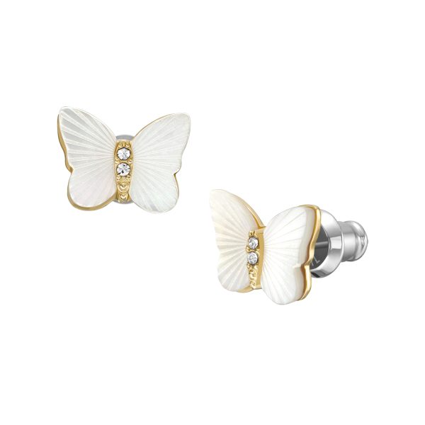 Fossil Sutton Radiant Wings White Mother-of-Pearl Stud Butterfly Earrings - Preorder