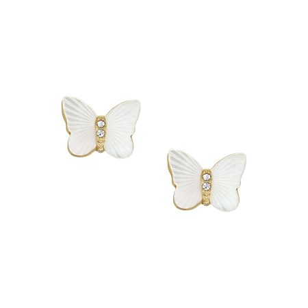 Fossil Sutton Radiant Wings White Mother-of-Pearl Stud Butterfly Earrings - Preorder