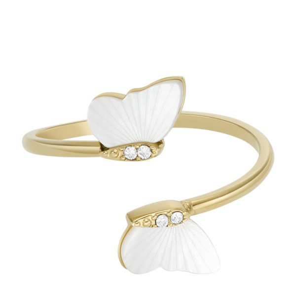 Fossil Sutton Radiant Wings White Mother-of-Pearl Butterfly Ring - Preorder