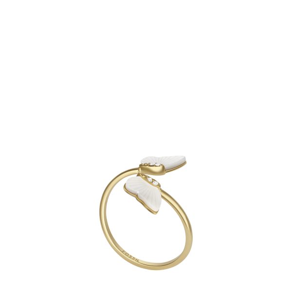 Fossil Sutton Radiant Wings White Mother-of-Pearl Butterfly Ring - Preorder