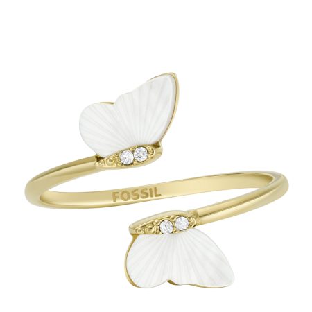 Fossil Sutton Radiant Wings White Mother-of-Pearl Butterfly Ring - Preorder