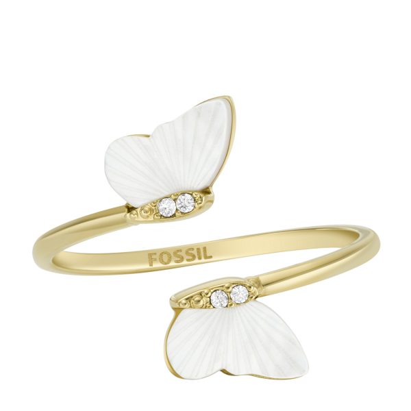 Fossil Sutton Radiant Wings White Mother-of-Pearl Butterfly Ring - Preorder