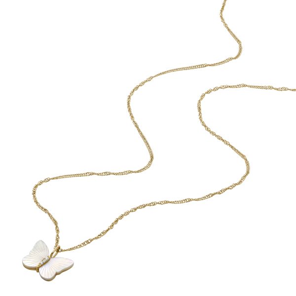 Fossil Sutton Radiant Wings White Mother-of-Pearl Butterfly Chain Necklace - Preorder