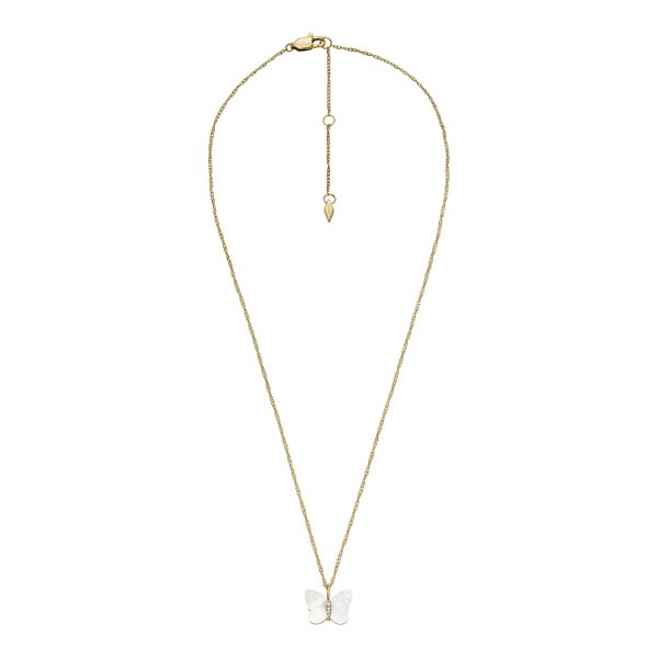 Fossil Sutton Radiant Wings White Mother-of-Pearl Butterfly Chain Necklace - Preorder