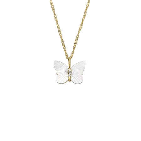 Fossil Sutton Radiant Wings White Mother-of-Pearl Butterfly Chain Necklace - Preorder