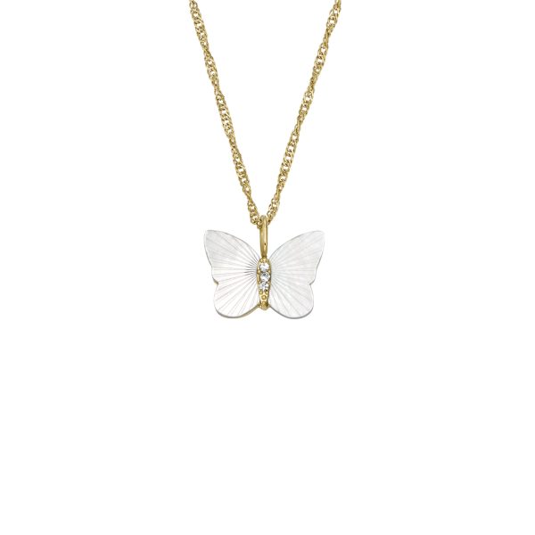Fossil Sutton Radiant Wings White Mother-of-Pearl Butterfly Chain Necklace - Preorder