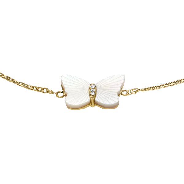 Fossil Sutton Radiant Wings White Mother-of-Pearl Butterfly Chain Bracelet - Preorder