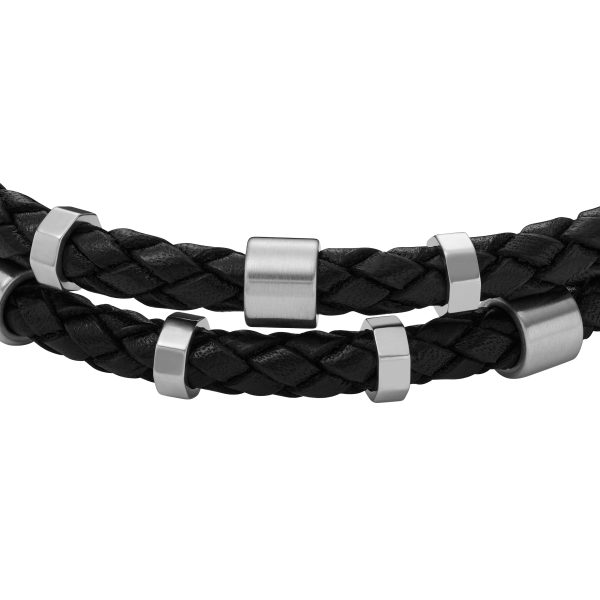 Fossil Leather Essentials Black Leather Strap Bracelet - Preorder