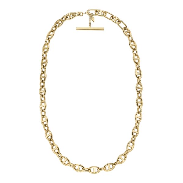Fossil Heritage D-Link Gold-Tone Stainless Steel Anchor Chain Necklace - Preorder
