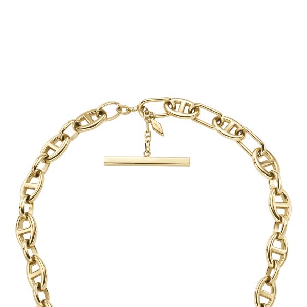 Fossil Heritage D-Link Gold-Tone Stainless Steel Anchor Chain Necklace - Preorder