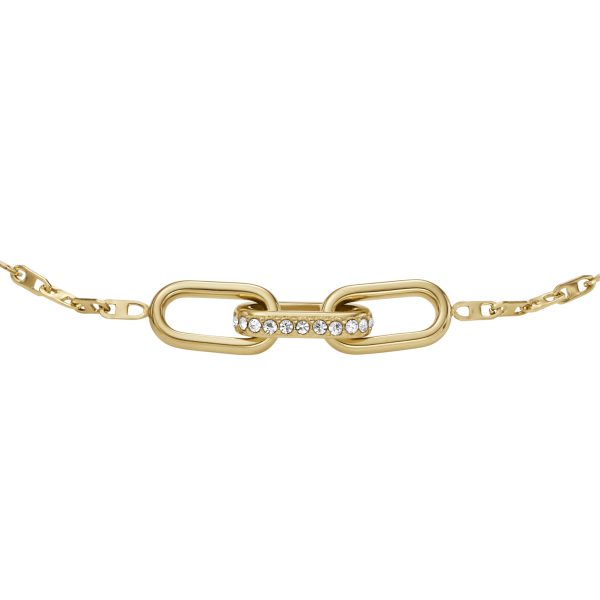 Fossil Heritage D-Link Gold-Tone Stainless Steel Chain Bracelet - Preorder