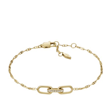 Fossil Heritage D-Link Gold-Tone Stainless Steel Chain Bracelet - Preorder