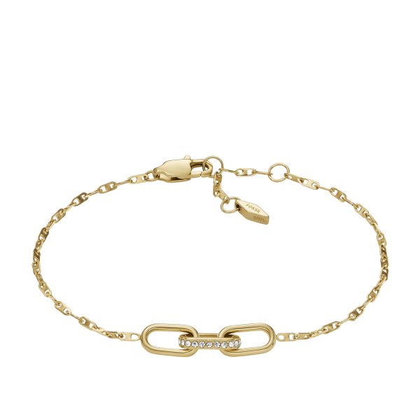 Fossil Heritage D-Link Gold-Tone Stainless Steel Chain Bracelet - Preorder
