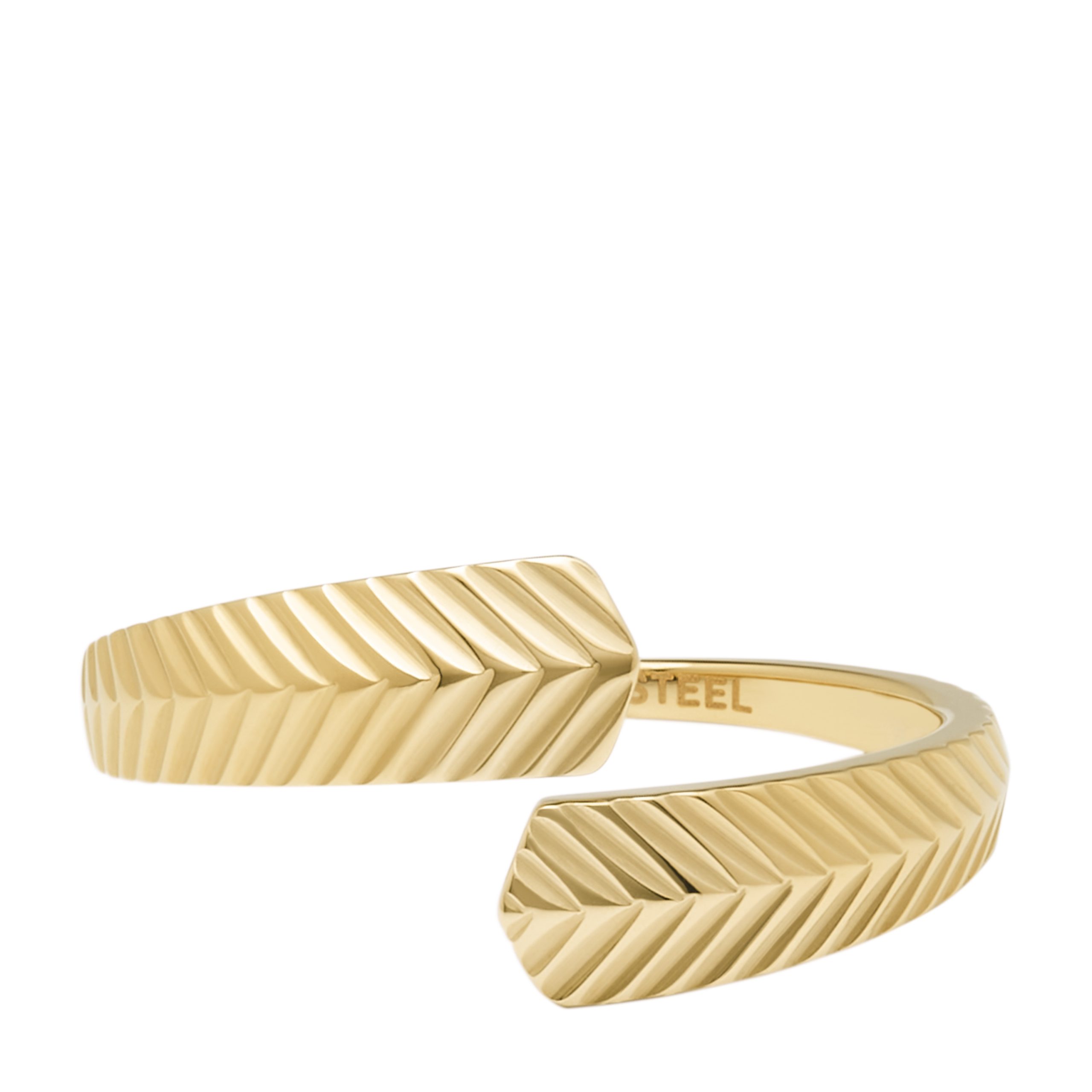 Fossil Harlow Linear Texture Gold-Tone Stainless Steel Wrap Ring - Preorder - Image 2