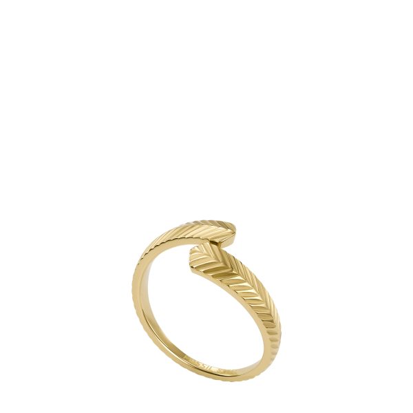 Fossil Harlow Linear Texture Gold-Tone Stainless Steel Wrap Ring - Preorder