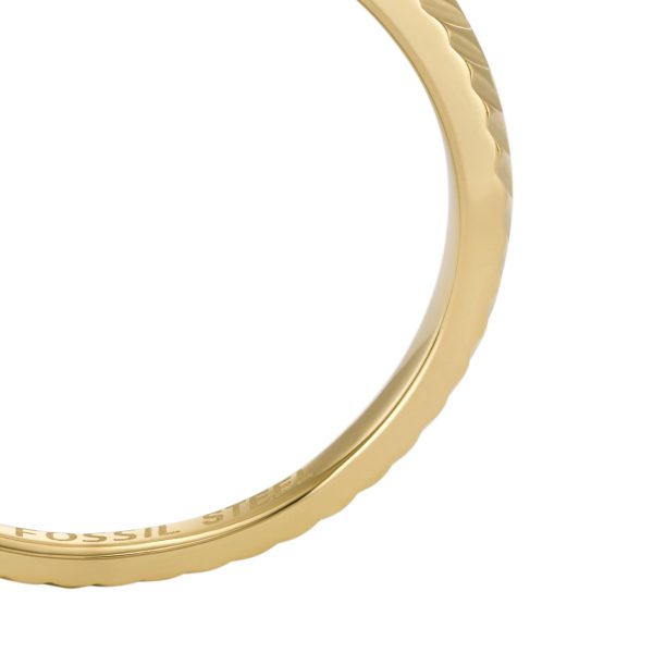 Fossil Harlow Linear Texture Gold-Tone Stainless Steel Wrap Ring - Preorder