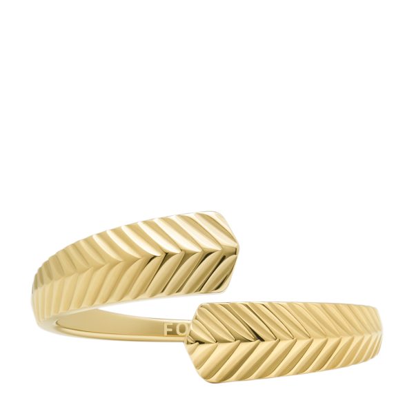 Fossil Harlow Linear Texture Gold-Tone Stainless Steel Wrap Ring - Preorder