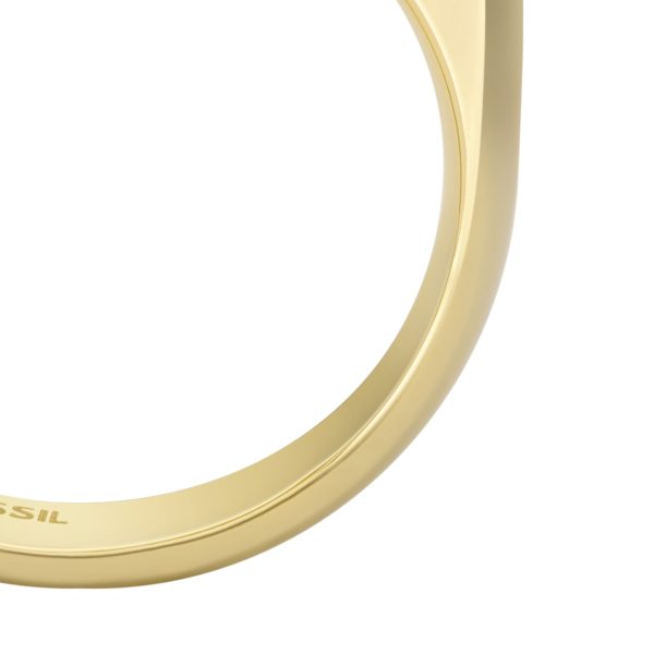 Fossil Heritage D-Link Glitz Gold-Tone Stainless Steel Signet Ring - Preorder