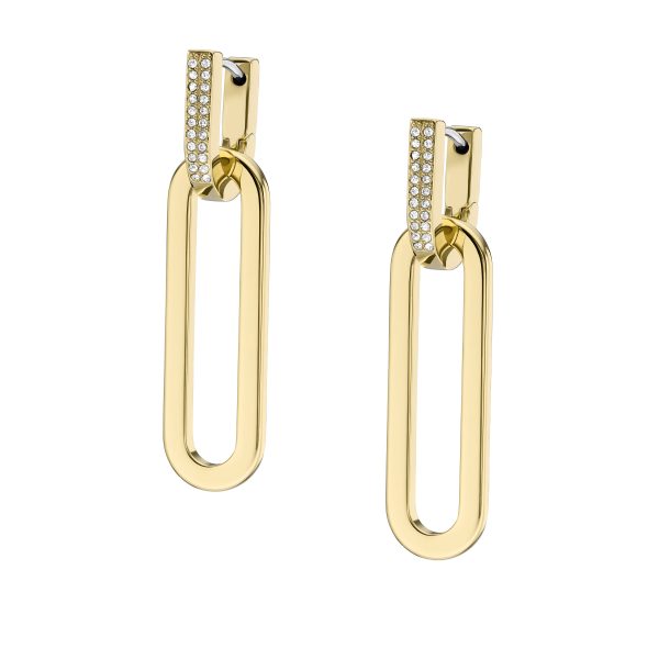 Fossil Heritage D-Link Glitz Gold-Tone Stainless Steel Drop Earrings - Preorder