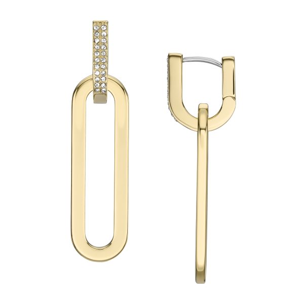 Fossil Heritage D-Link Glitz Gold-Tone Stainless Steel Drop Earrings - Preorder