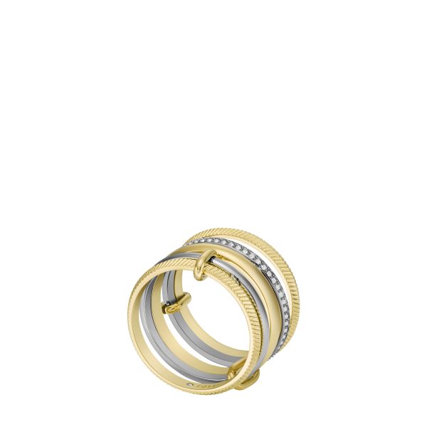 Fossil Harlow Linear Texture Two-Tone Stainless Steel Prestack Ring - Preorder
