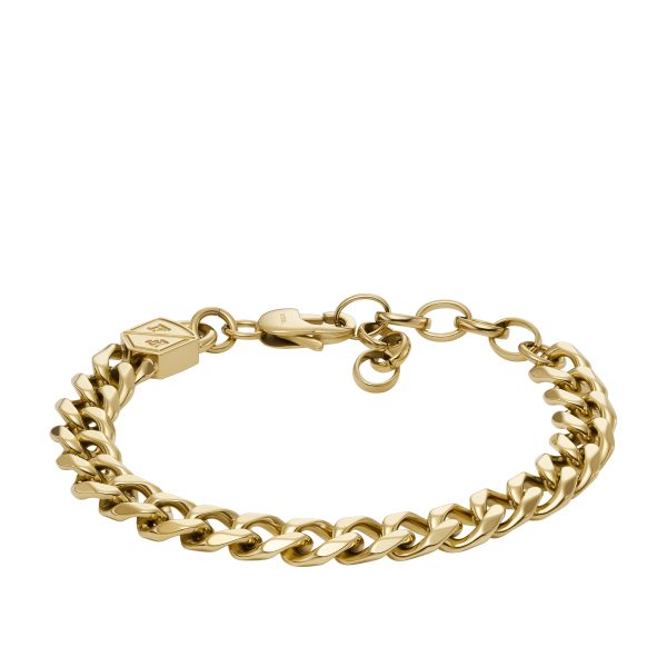 Fossil Ellis Core Chains Gold-Tone Stainless Steel Chain Bracelet - Preorder