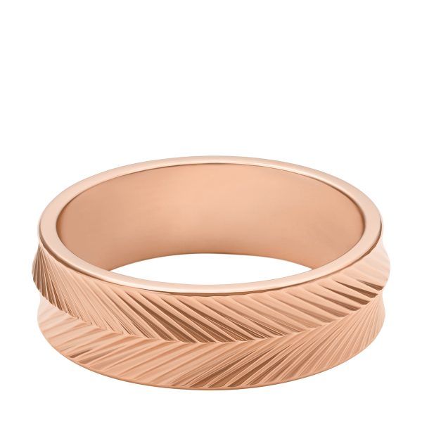 Fossil Harlow Linear Texture Rose Gold-Tone Stainless Steel Band Ring - Preorder
