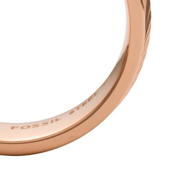 Fossil Harlow Linear Texture Rose Gold-Tone Stainless Steel Band Ring - Preorder
