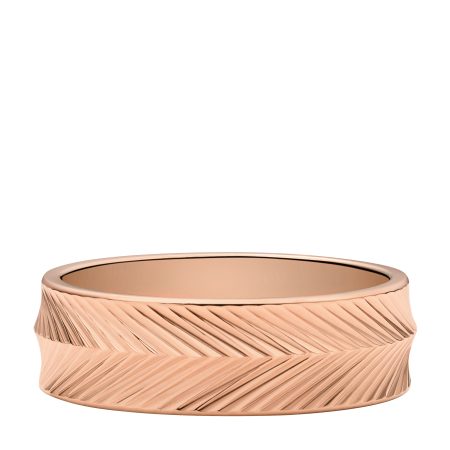 Fossil Harlow Linear Texture Rose Gold-Tone Stainless Steel Band Ring - Preorder