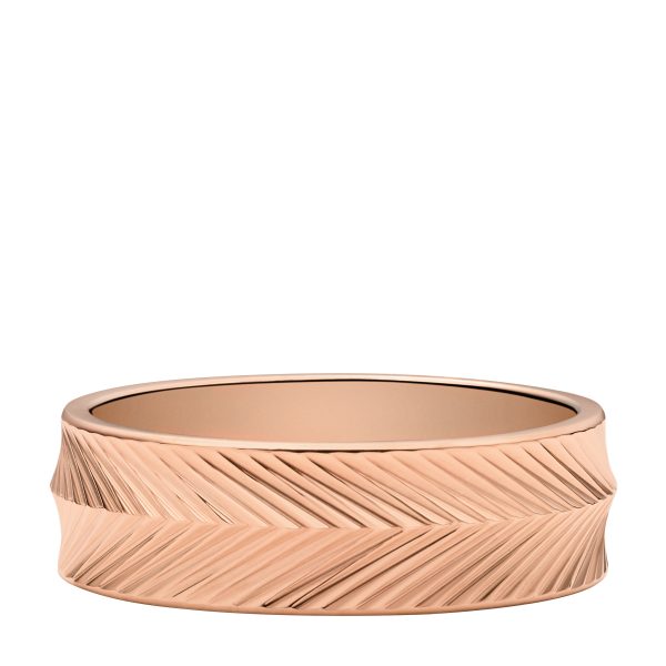 Fossil Harlow Linear Texture Rose Gold-Tone Stainless Steel Band Ring - Preorder