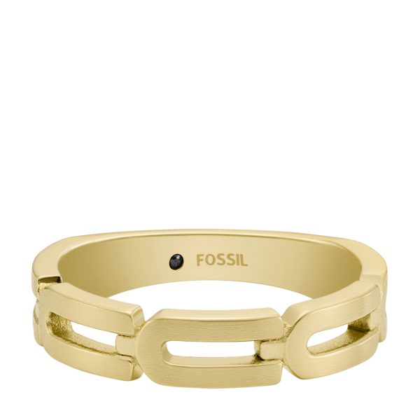 Fossil Heritage D-Link Chain Gold-Tone Stainless Steel Band Ring - Preorder