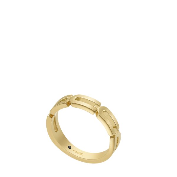 Fossil Heritage D-Link Chain Gold-Tone Stainless Steel Band Ring - Preorder