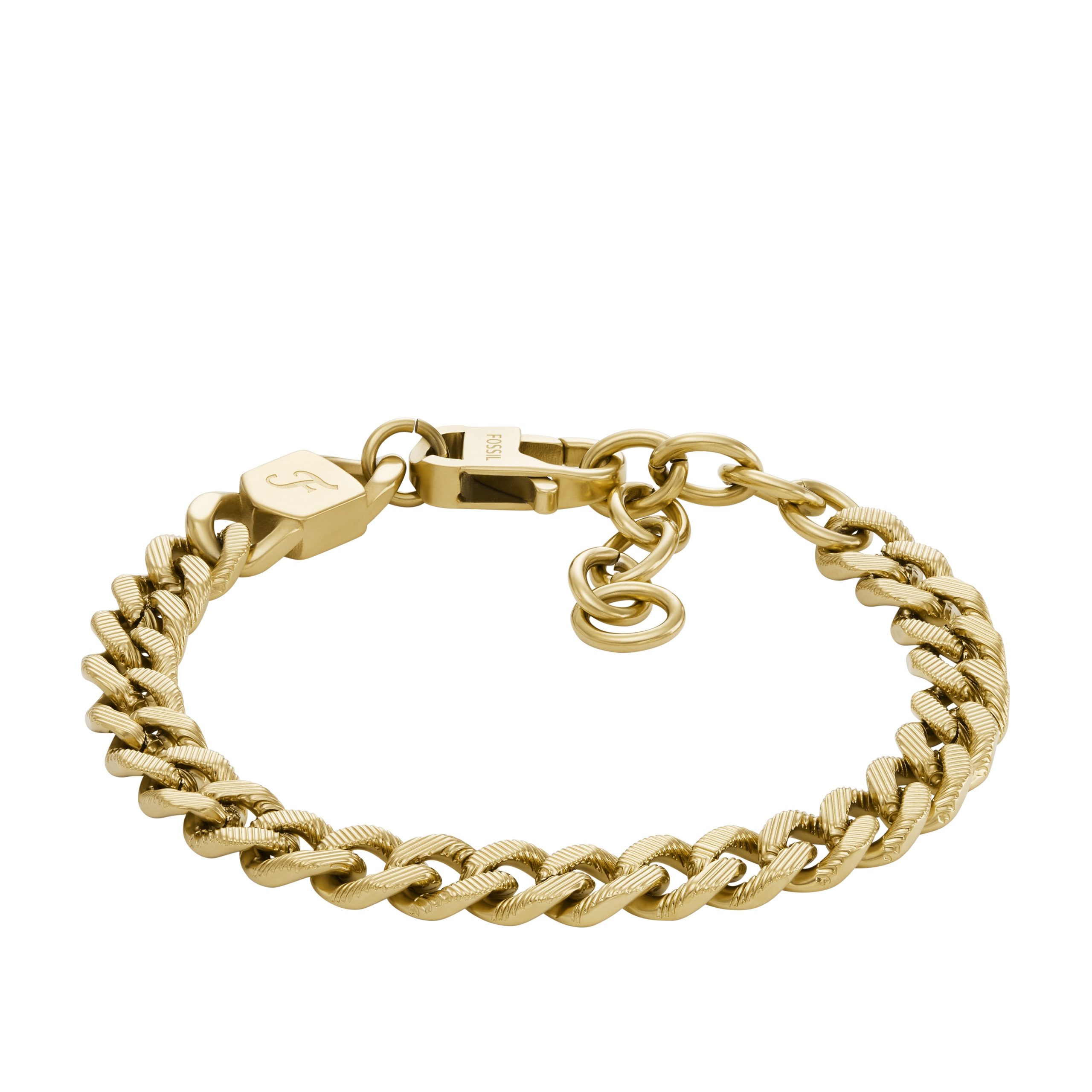 Fossil Harlow Linear Texture Chain Gold-Tone Stainless Steel Bracelet - Preorder