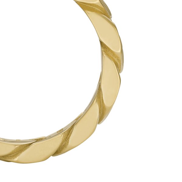 Fossil Harlow Linear Texture Chain Gold-Tone Stainless Steel Band Ring - Preorder