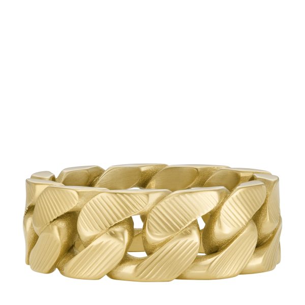 Fossil Harlow Linear Texture Chain Gold-Tone Stainless Steel Band Ring - Preorder
