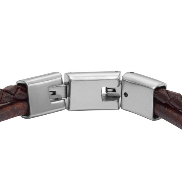 Fossil Machine Knurled Texture Brown Leather Multi-Strand Bracelet - Preorder