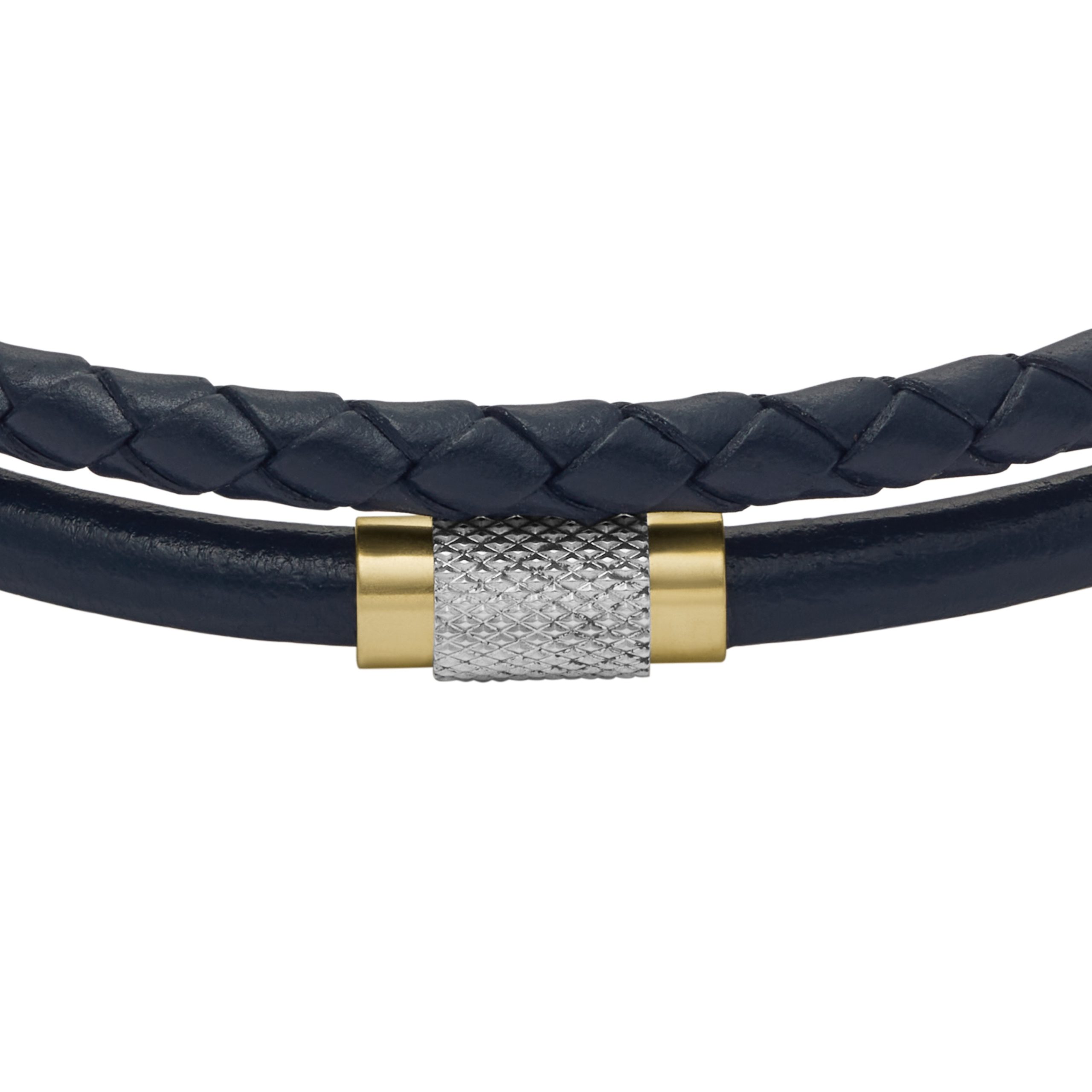 Fossil Machine Knurled Texture Navy Leather Multi-Strand Bracelet - Preorder - Image 2