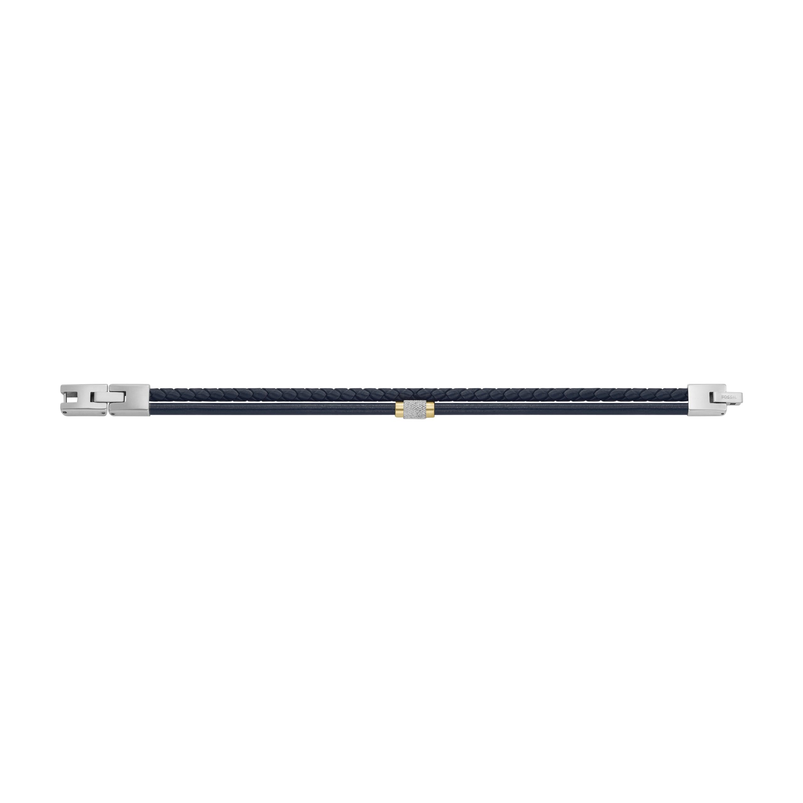Fossil Machine Knurled Texture Navy Leather Multi-Strand Bracelet - Preorder - Image 4