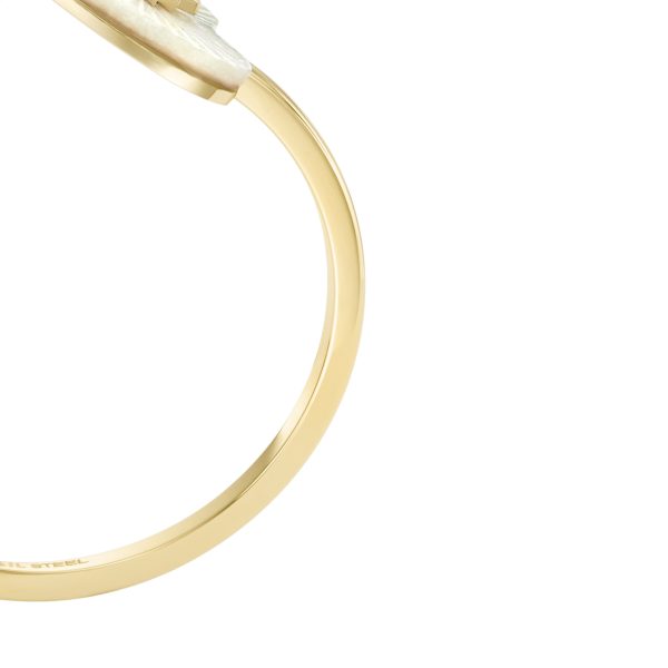 Fossil Sutton Radiant Love Gold-Tone Stainless Steel Mother-of-Pearl Heart Toi Et Moi Ring - Preorder