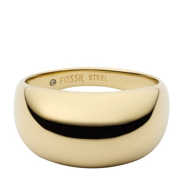 Fossil Ellis Domed Collection Gold-Tone Stainless Steel Band Ring - Preorder