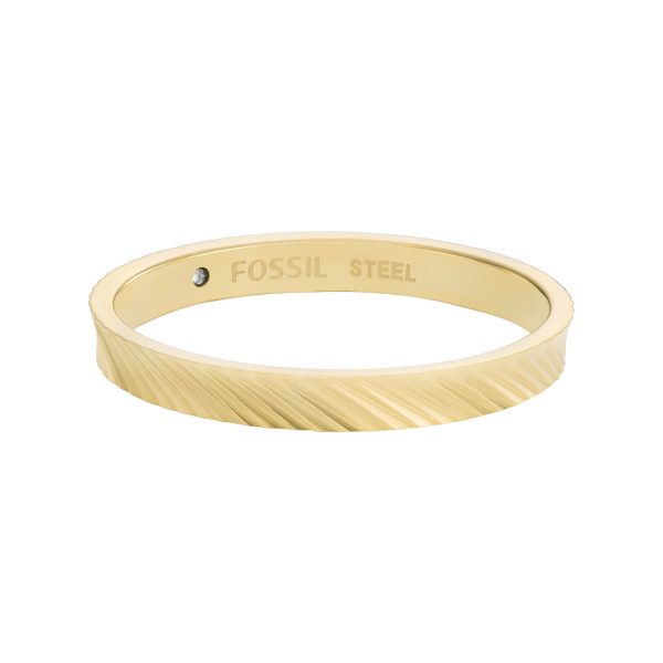 Fossil Harlow Linear Texture Gold-Tone Stainless Steel Band Ring - Preorder
