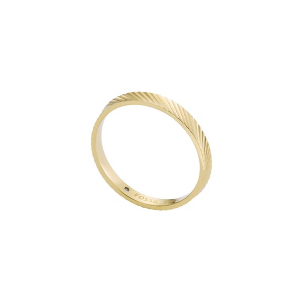 Fossil Harlow Linear Texture Gold-Tone Stainless Steel Band Ring - Preorder