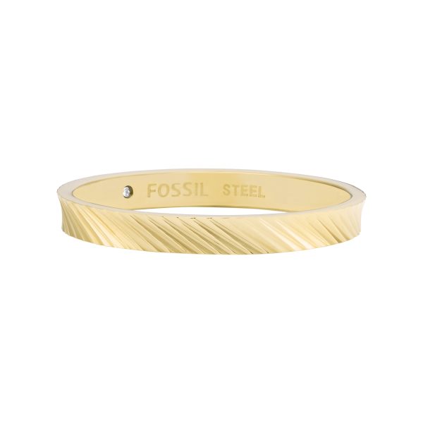 Fossil Harlow Linear Texture Gold-Tone Stainless Steel Band Ring - Preorder