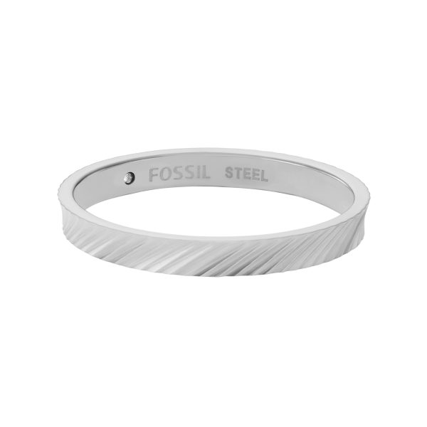 Fossil Harlow Linear Texture Stainless Steel Band Ring - Preorder