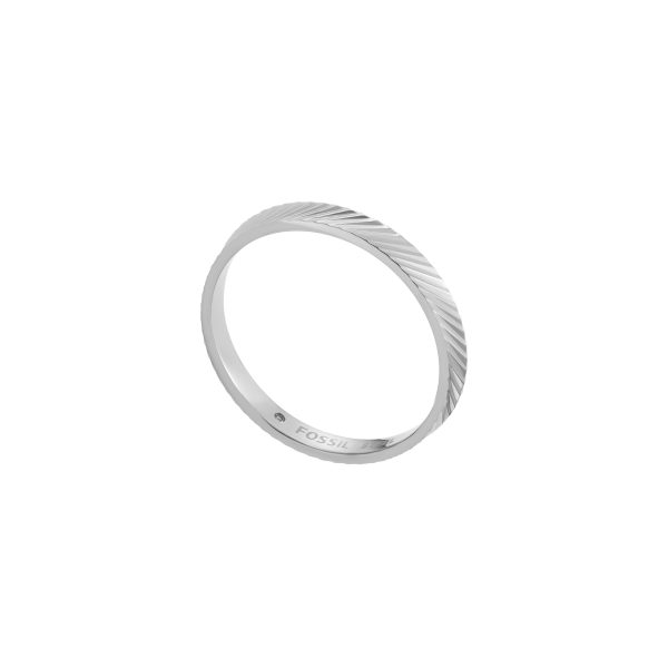 Fossil Harlow Linear Texture Stainless Steel Band Ring - Preorder