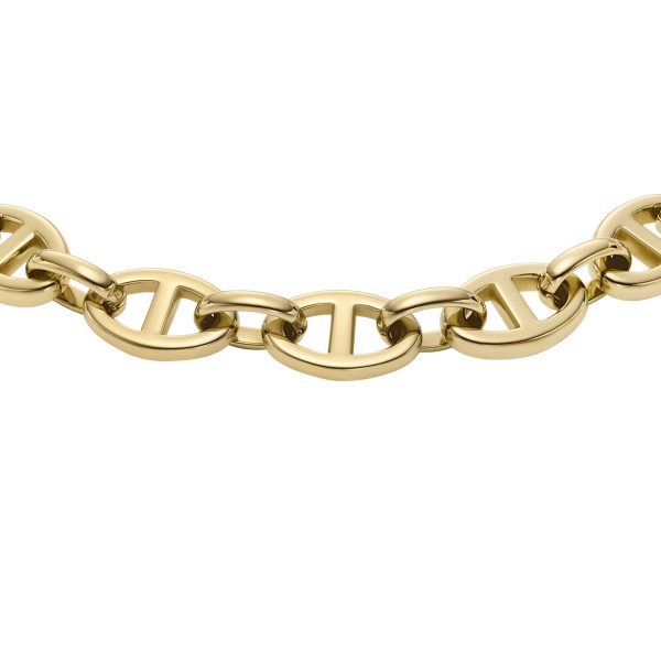 Fossil Heritage D-Link Gold-Tone Stainless Steel Chain Bracelet - Preorder